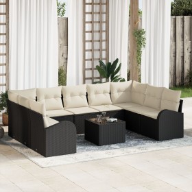 Juego de Sofá de Jardín de 9 Piezas con Cojines de Ratán Poliéster Marrón de , Sofás de exterior - Ref: Foro24-3346207, Preci...