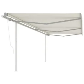Automatic retractable awning with cream poles 6x3 m by vidaXL, Awnings - Ref: Foro24-3070007, Price: 662,27 €, Discount: %