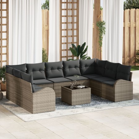 Juego de Sofá de Jardín de 9 Piezas con Cojines de Ratán Poliéster Negro de , Sofás de exterior - Ref: Foro24-3346209, Precio...