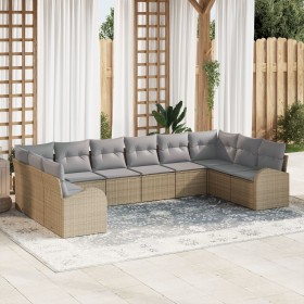Juego de sofá de jardín de 10 piezas con cojines beige de poliratán de , Sofás de exterior - Ref: Foro24-3346220, Precio: 641...