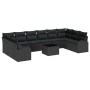 Conjunto de sofá de jardín de 11 piezas con cojines negros de poliratán de , Sofás de exterior - Ref: Foro24-3346233, Precio:...