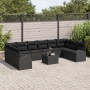 Conjunto de sofá de jardín de 11 piezas con cojines negros de poliratán de , Sofás de exterior - Ref: Foro24-3346233, Precio:...
