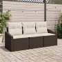 Conjunto de Sofá de Jardín de 3 Piezas con Cojines Marrón Ratán Sintético de , Sofás de exterior - Ref: Foro24-3346578, Preci...