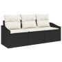 Juego de Sofá de Jardín de 3 Piezas con Cojines Negro Ratán Poli de , Sofás de exterior - Ref: Foro24-3346577, Precio: 214,05...
