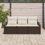 Conjunto de Sofá de Jardín de 3 Piezas con Cojines Marrón Ratán Sintético de , Sofás de exterior - Ref: Foro24-3346578, Preci...