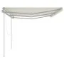Automatic retractable awning with cream poles 6x3 m by vidaXL, Awnings - Ref: Foro24-3070007, Price: 662,27 €, Discount: %