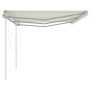 Toldo retráctil automático con postes crema 6x3 m de vidaXL, Toldos - Ref: Foro24-3070007, Precio: 639,44 €, Descuento: %