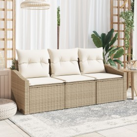 Set de Sofá de Jardín de 3 Piezas con Cojines Beige Polirratán de , Sofás de exterior - Ref: Foro24-3346581, Precio: 222,53 €...