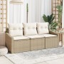 Set de Sofá de Jardín de 3 Piezas con Cojines Beige Polirratán de , Sofás de exterior - Ref: Foro24-3346581, Precio: 222,53 €...