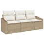 Set de Sofá de Jardín de 3 Piezas con Cojines Beige Polirratán de , Sofás de exterior - Ref: Foro24-3346581, Precio: 222,53 €...