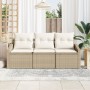Set de Sofá de Jardín de 3 Piezas con Cojines Beige Polirratán de , Sofás de exterior - Ref: Foro24-3346581, Precio: 222,53 €...