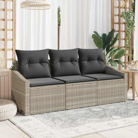 Conjunto de Sofá de Jardín de 3 Piezas con Cojines Ratán de Polietileno Beige Claro de , Sofás de exterior - Ref: Foro24-3346...