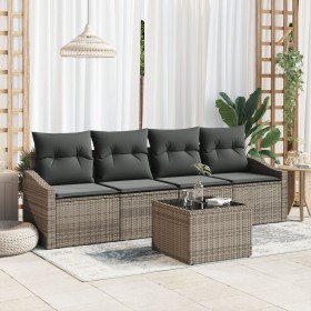 Conjunto de Sofá de Jardín de 5 Piezas con Cojines Gris Ratán Sintético de , Sofás de exterior - Ref: Foro24-3346589, Precio:...