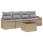 Juego de Sofá de Jardín de 5 Piezas con Cojines Beige Poliratán de , Sofás de exterior - Ref: Foro24-3346590, Precio: 318,46 ...