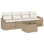 Set de sofá de jardín de 5 piezas con cojines beige de polirratán de , Sofás de exterior - Ref: Foro24-3346591, Precio: 324,9...