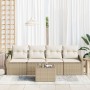 Set de sofá de jardín de 5 piezas con cojines beige de polirratán de , Sofás de exterior - Ref: Foro24-3346591, Precio: 324,9...