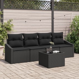 Juego de Sofás de Jardín de 5 Piezas con Cojines Negro Poliratán de , Sofás de exterior - Ref: Foro24-3346593, Precio: 317,56...