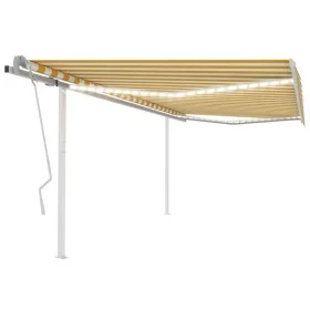 Toldo manual retráctil con LED amarillo y blanco 4x3,5 m de vidaXL, Toldos - Ref: Foro24-3070023, Precio: 467,37 €, Descuento: %