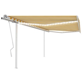 Toldo manual retráctil con LED amarillo y blanco 4x3,5 m de vidaXL, Toldos - Ref: Foro24-3070023, Precio: 491,88 €, Descuento: %