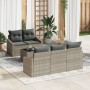 Conjunto de Sofá de Jardín de 6 Piezas con Cojines Gris Claro de Ratán de , Sofás de exterior - Ref: Foro24-3346602, Precio: ...