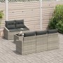 Conjunto de Sofá de Jardín de 6 Piezas con Cojines Gris Claro de Ratán de , Sofás de exterior - Ref: Foro24-3346602, Precio: ...