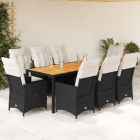 Set de comedor de jardín 9 pzas y cojines ratán sintético negro en Conjuntos de jardín | Comprar online en Foru.es