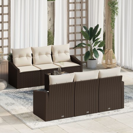 Juego de Sofás de Jardín de 7 Piezas con Cojines de Ratán Sintético Marrón de , Sofás de exterior - Ref: Foro24-3346608, Prec...