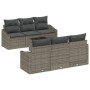 Juego de Sofá de Jardín de 7 Piezas con Cojines Gris Ratán Poliéster de , Sofás de exterior - Ref: Foro24-3346609, Precio: 47...
