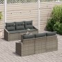 Juego de Sofá de Jardín de 7 Piezas con Cojines Gris Ratán Poliéster de , Sofás de exterior - Ref: Foro24-3346609, Precio: 47...