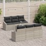 Juego de sofá de jardín de 7 piezas con cojines gris claro ratán sintético de , Sofás de exterior - Ref: Foro24-3346612, Prec...