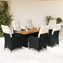 Set de comedor de jardín 7 pzas y cojines ratán sintético negro en Conjuntos de jardín | Comprar online en Foru.es