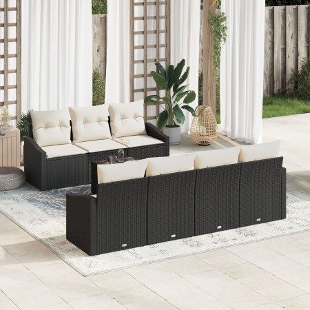 Conjunto de Sofá de Jardín de 8 Piezas con Cojines Ratán Negro de , Sofás de exterior - Ref: Foro24-3346627, Precio: 515,16 €...