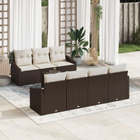 Juego de Sofá de Jardín de 8 Piezas con Cojines Marrón Ratán Sintético de , Sofás de exterior - Ref: Foro24-3346628, Precio: ...
