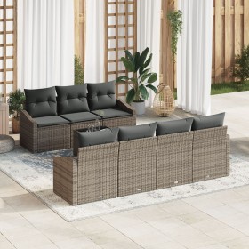 Conjunto de Sofá Jardín de 8 Piezas con Cojines en Poliratán Gris de , Sofás de exterior - Ref: Foro24-3346629, Precio: 515,7...