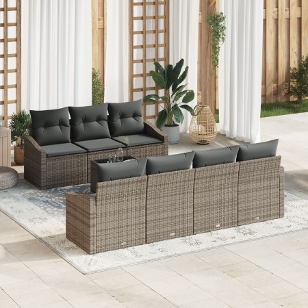 Conjunto de Sofá Jardín de 8 Piezas con Cojines en Poliratán Gris de , Sofás de exterior - Ref: Foro24-3346629, Precio: 515,7...