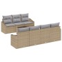 Juego de Sofá de Jardín de 8 Piezas con Cojines Beige Ratán Poliéster de , Sofás de exterior - Ref: Foro24-3346630, Precio: 5...