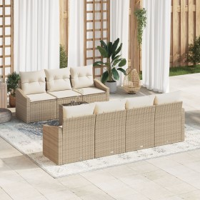 Conjunto de Sofá de Jardín de 8 Piezas con Cojines Beige Ratán Sintético de , Sofás de exterior - Ref: Foro24-3346631, Precio...