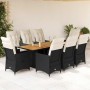 Set de comedor de jardín 9 pzas y cojines ratán sintético negro en Conjuntos de jardín | Comprar online en Foru.es