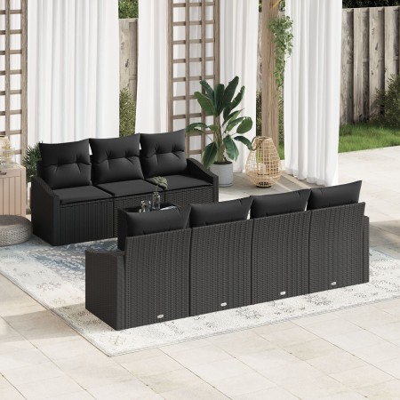 Conjunto de Sofás de Jardín de 8 Piezas con Cojines Negro Ratán Sintético de , Sofás de exterior - Ref: Foro24-3346633, Preci...