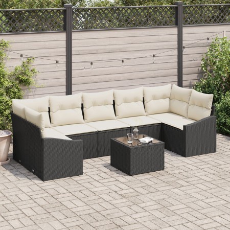 Juego de Sofás de Jardín de 8 Piezas con Cojines Ratán Sintético Negro de , Sofás de exterior - Ref: Foro24-3346637, Precio: ...