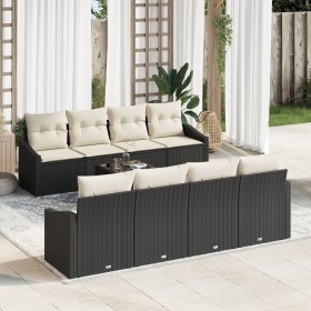 Juego de sofá de jardín de 9 piezas con cojines en negro de poliratán de , Sofás de exterior - Ref: Foro24-3346647, Precio: 5...