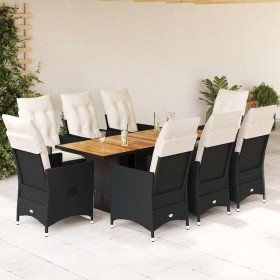 Set de comedor de jardín 9 pzas y cojines ratán sintético negro en Conjuntos de jardín | Comprar online en Foru.es