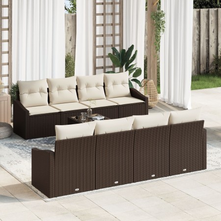 Juego de Sofás de Jardín de 9 Piezas con Cojines Marrón Poliratán de , Sofás de exterior - Ref: Foro24-3346648, Precio: 609,5...