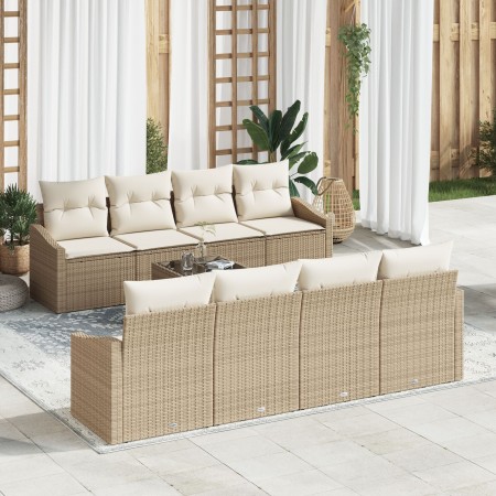 Juego de Sofás de Jardín de 9 Piezas con Cojines Beige Ratán Sintético de , Sofás de exterior - Ref: Foro24-3346651, Precio: ...