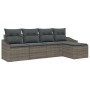Conjunto de sofá de jardín de 5 piezas con cojines gris poliratán de , Sofás de exterior - Ref: Foro24-3346679, Precio: 297,7...