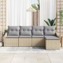 Juego de Sofá de Jardín de 5 Piezas con Cojines Beige de Ratán Sintético de , Sofás de exterior - Ref: Foro24-3346680, Precio...