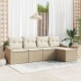 Juego de sofá de 5 piezas con cojines beige de ratán poliéster de , Sofás de exterior - Ref: Foro24-3346681, Precio: 321,32 €...