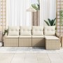 Juego de sofá de 5 piezas con cojines beige de ratán poliéster de , Sofás de exterior - Ref: Foro24-3346681, Precio: 321,32 €...