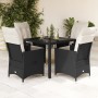 Set de muebles jardín 5 pzas con cojines ratán sintético negro en Conjuntos de jardín | Comprar online en Foru.es