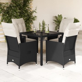 Set de muebles jardín 5 pzas con cojines ratán sintético negro en Conjuntos de jardín | Comprar online en Foru.es